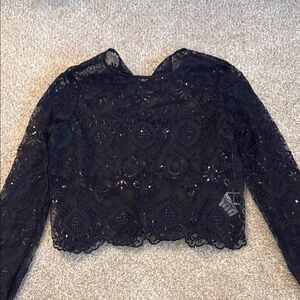 Elegant Black Lace Women Top